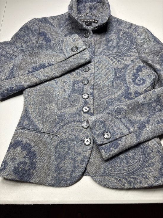 Ralph Lauren Jackets & Blazers - Ralph Lauren Black Label Paisley Print Shacket Made In USA Size 6 100% Wool